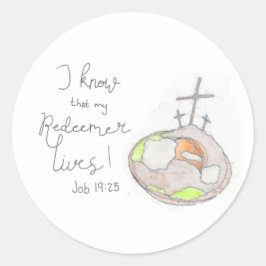 Min Redeemer bor Påsk Sticker Runt Klistermärke