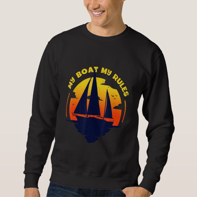 Min Regler kapten Boating Pontoon Lång Ärmad Tröja (Framsida)
