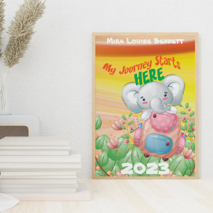 Min resa börjar här med Namn Kids Room Poster