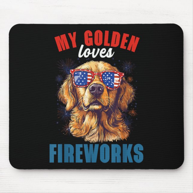 Min Retriever Kärlek Fireworks 4:e juli Patriotic Musmatta (Framsidan)