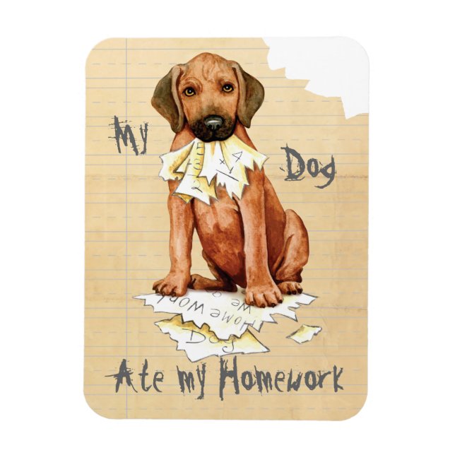 Min Rhodesian Ridgeback Ate My Homwork Magnet (Vertikal)