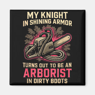 Min riddare i skinande rolig arboristhustru kvinno magnet