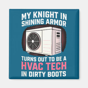 Min riddare i skinande rolig Hvac-tech- fru Kvinno Magnet