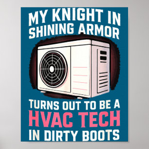 Min riddare i skinande rolig Hvac-tech- fru Kvinno Poster