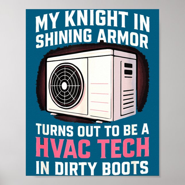 Min riddare i skinande rolig Hvac-tech- fru Kvinno Poster (Framsidan)