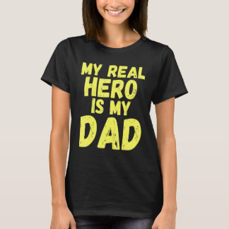 Min riktiga Hero är mitt Pappa Fars dag Kids Retro T Shirt