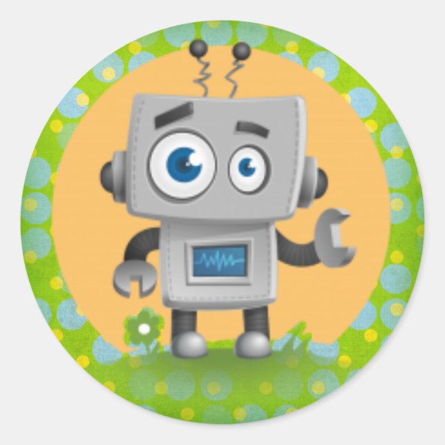 Min Robot Sticker, Glossy Runt Klistermärke (Framsida)