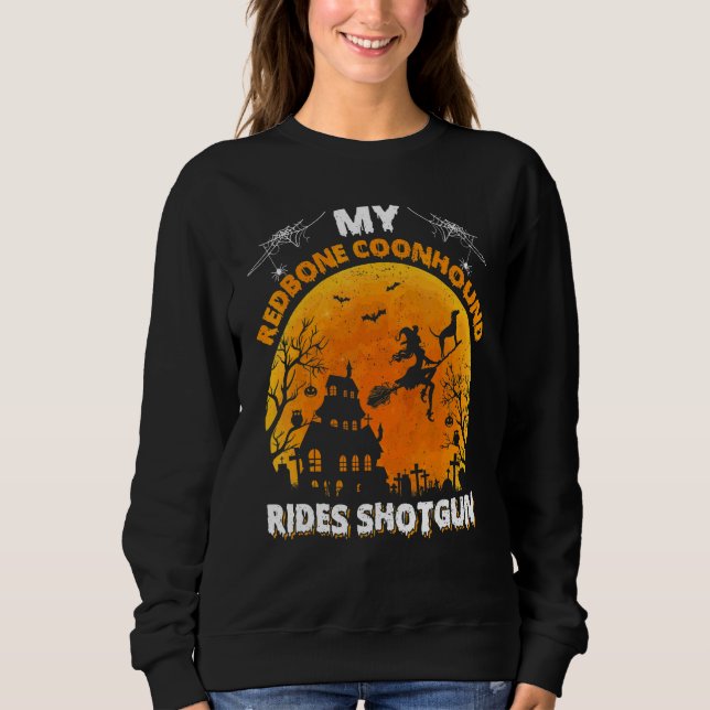 Min röda ben Coonhound hund ridar shotgun Hallowee T Shirt (Framsida)