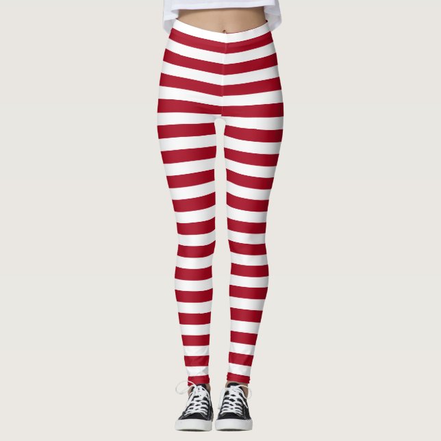 Min röda Ragdoll ~ & vitrandar Leggings (Framsida)