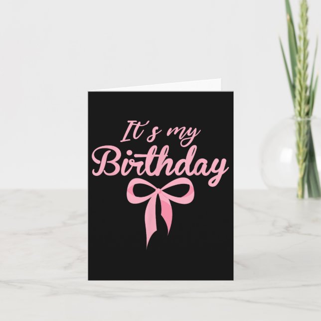 Min Rosa Coquette Bow Birthday Girls W Kort (Framsida)