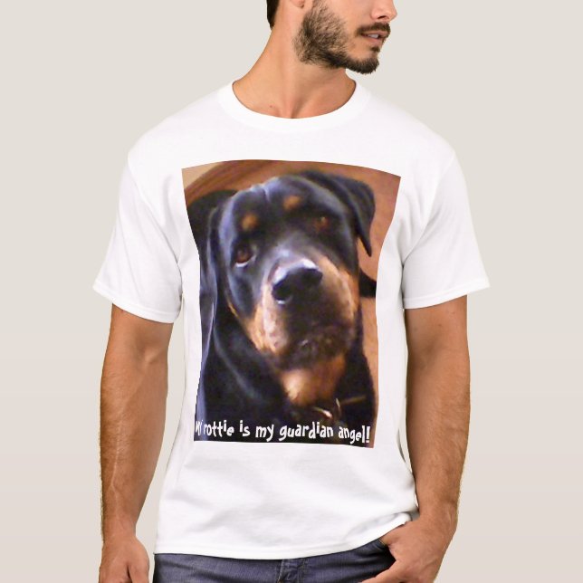 Min rottie är min skyddsängel! tee (Framsida)