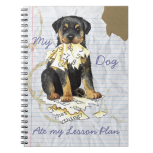 Min Rottweiler åt min kurs planerar Anteckningsbok Med Spiral