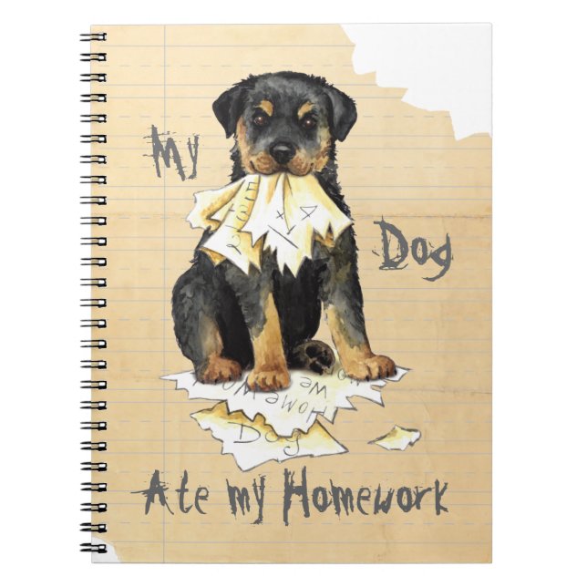 Min Rottweiler Ate min hemläxa Anteckningsbok (Framsidan)