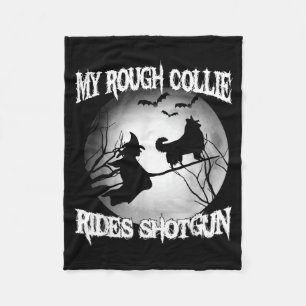 Min Rough Collie Rides Shot Halloween Fleecefilt