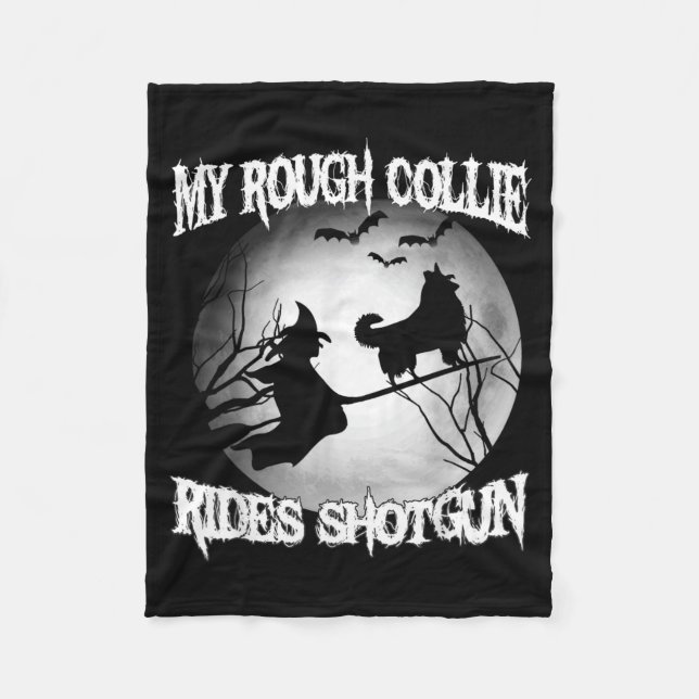 Min Rough Collie Rides Shot Halloween Fleecefilt (Framsidan)