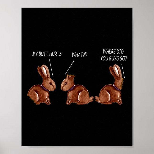 Min Rumpa Gör Ont Choklad Kanin Rabb Fun Easter  Poster (Framsidan)