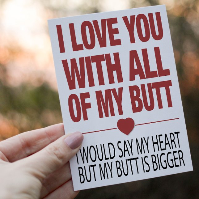Min rumpa roliga Alla hjärtans dags typografi Vykort (Celebrate your Valentine's day with this hilariously honest and quirky postcard)