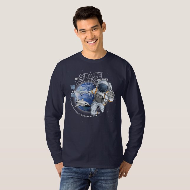 Min rymdpromenadresa (Mörkt läge) | Herr Long Slee T Shirt (Hel framsida)
