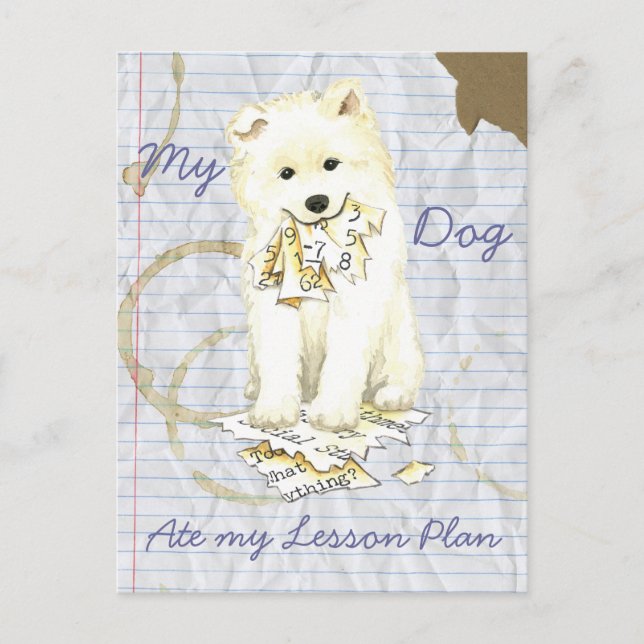 Min Samoyed Ate my Lesson Plan Vykort (Framsida)
