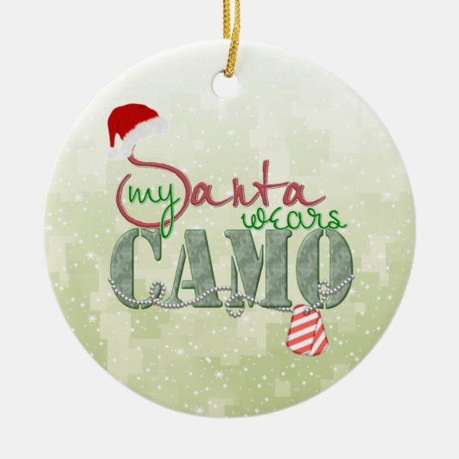 Min Santa ha på sig den Camo prydnaden Julgransprydnad Keramik (Framsidan)