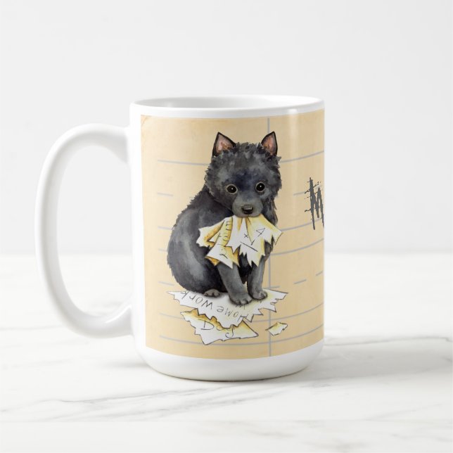 Min Schipperke åt min läxa Kaffemugg (Vänster)