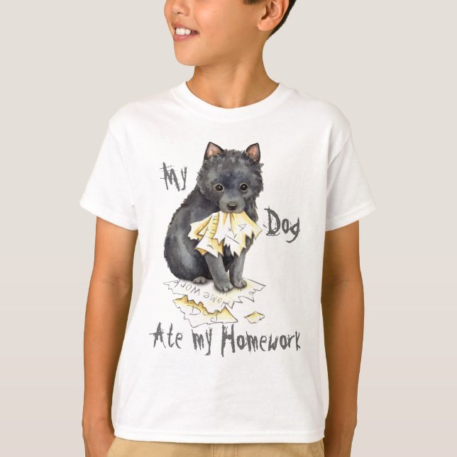 Min Schipperke åt min läxa T Shirt (Framsida)