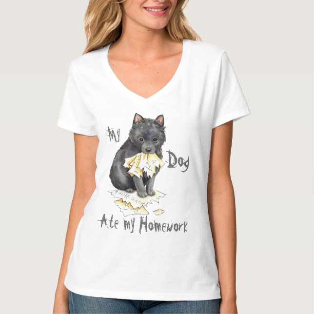Min Schipperke Ate Min hemläxa T Shirt (Framsida)