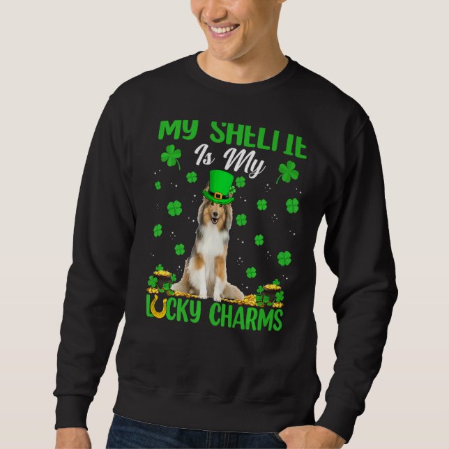 Min Sheltie är min Lucky Charms Sheltie Hund St Pa Lång Ärmad Tröja (Framsida)