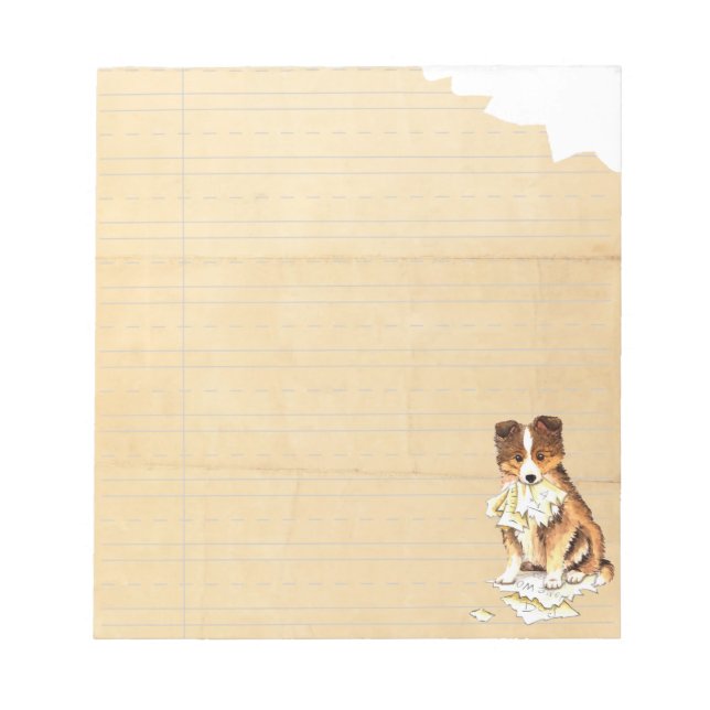 Min Sheltie Ate min hemläxa Anteckningsblock (Framsida)