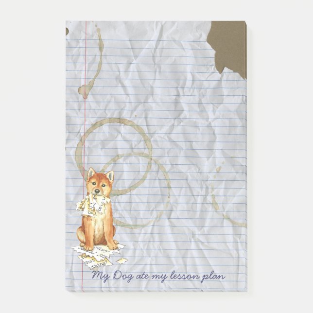 Min Shiba Inu Ate My Lesson Plan Post-it Block (Framsida)