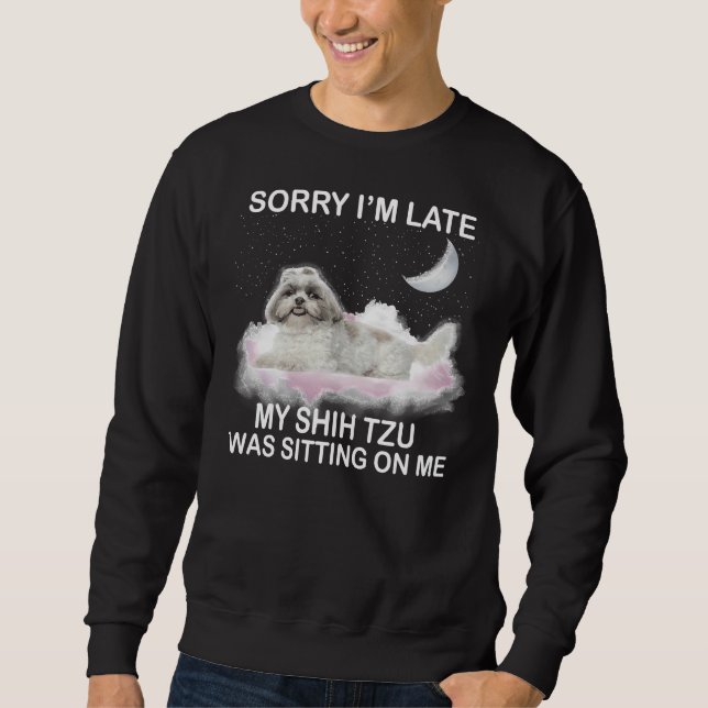 Min Shih Tzu var Sitta på mig Lång Ärmad Tröja (Framsida)