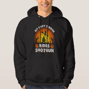 Min silkeslen terrier hund rid häxa hagelgevär Hal Hoodie