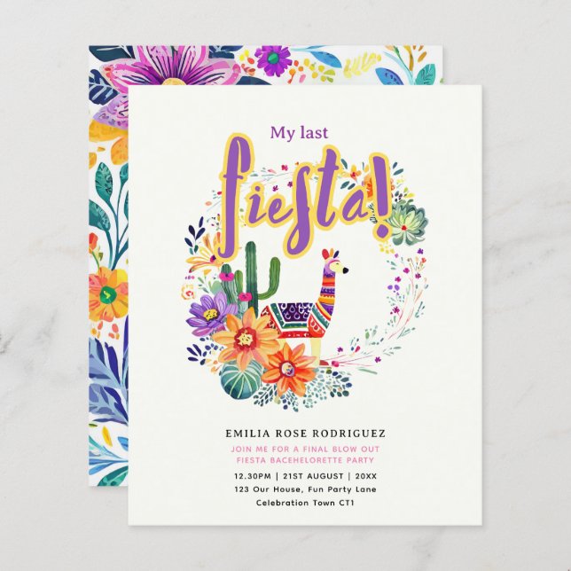 Min sista fiesta möhippa kaktus tema (Fram/baksida)