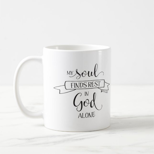 Min själ finner ro - Ps 62:1 Kaffemugg (Vänster)