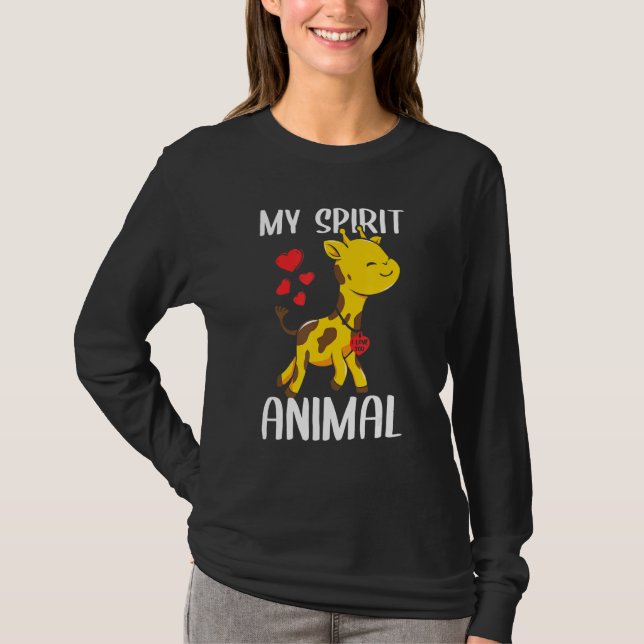 Min själ, Giraffe i Kärlek du Heart Valentin T Shirt (Framsida)