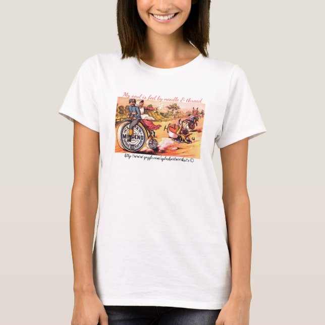 "Min själ matas av nål & tread" T Shirt (Framsida)