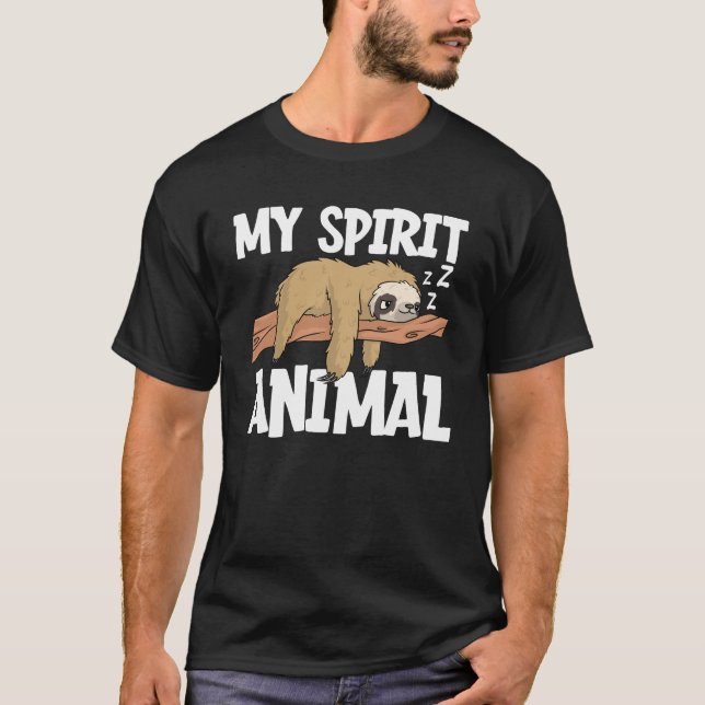 Min själ på djur - Lusande Sloth T Shirt (Framsida)