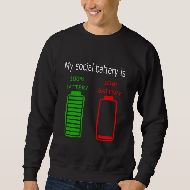 MIN SOCIALA BATTERI ÄR LÅGT LÅNG ÄRMAD TRÖJA (Framsida)