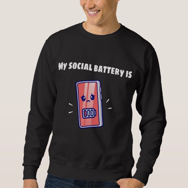MIN SOCIALA BATTERI ÄR LÅGT LÅNG ÄRMAD TRÖJA (Framsida)