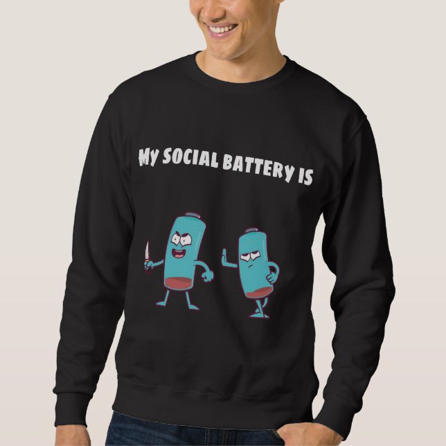 MIN SOCIALA BATTERI ÄR LÅGT LÅNG ÄRMAD TRÖJA (Framsida)