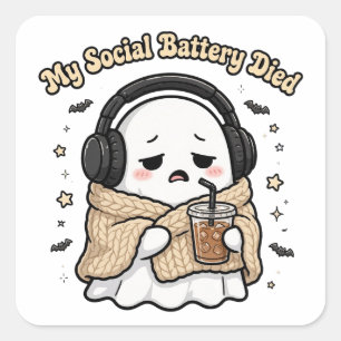 Min sociala batteri dog Tote Bag - Rolig Introvert Fyrkantigt Klistermärke