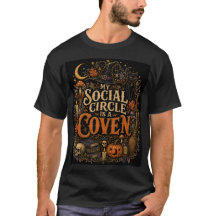 Min sociala cirkel är en häxkoven Halloween T-Shir