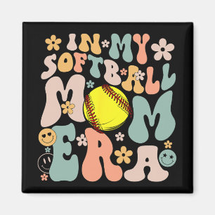 Min Softball Mamma Era Mamma Groovy Life-dag Vibes Magnet