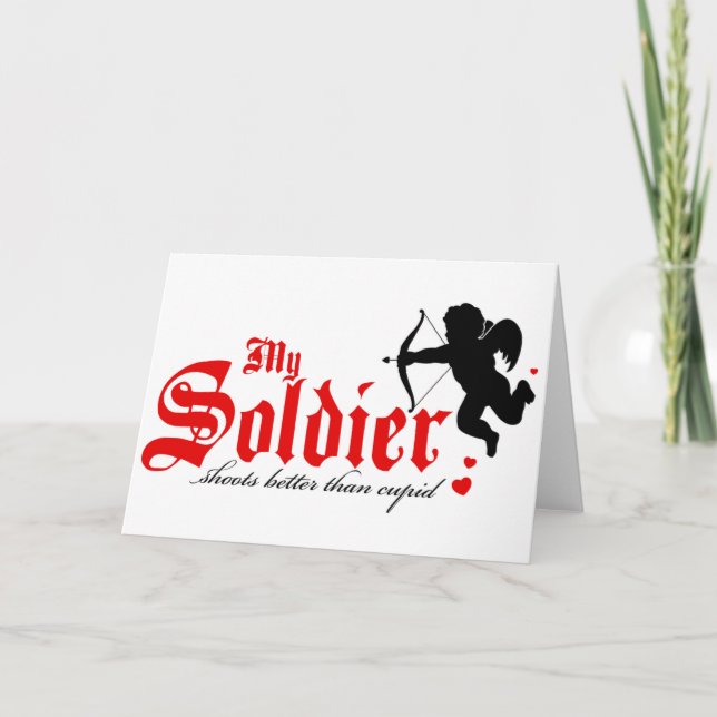 Min soldat skjuter bättre än Cupid Helgkort (Framsida)