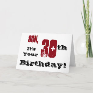 Min son är 30års födelsedag hälsning i svart, rött kort