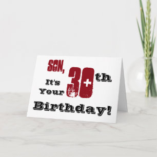 Min son är 30års födelsedag hälsning i svart, rött kort