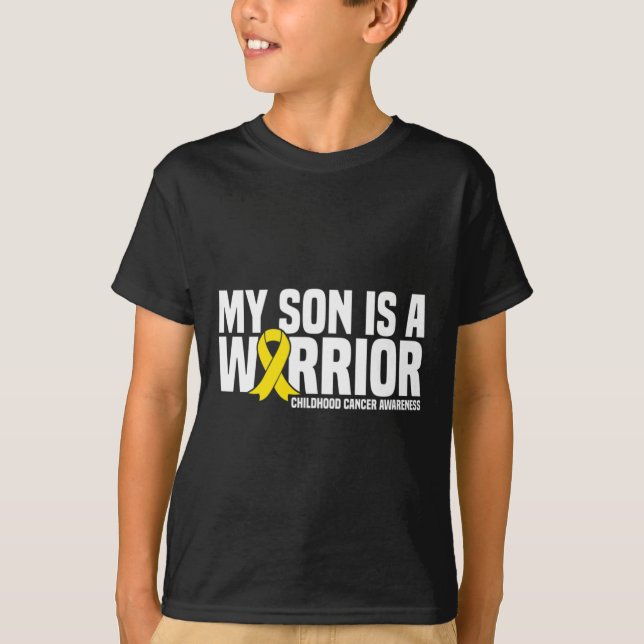Min son är en krigare Gult Ribbon Childnature Canc T Shirt (Framsida)
