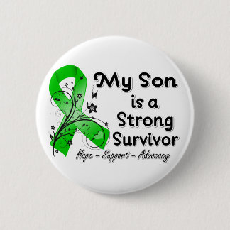 Min son är en stark Survivor Grönt Ribbon Knapp