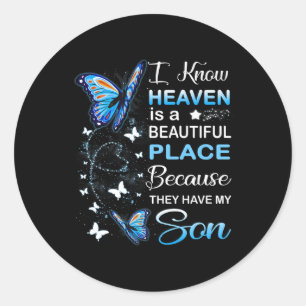 Min son är min gardiska ängel på heaven Memorial D Runt Klistermärke