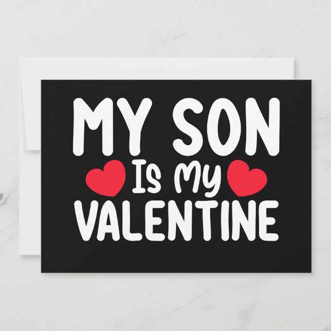 Min son är min Valentine Mamma Pappa Kärlek-familj Inbjudningar (Framsida)